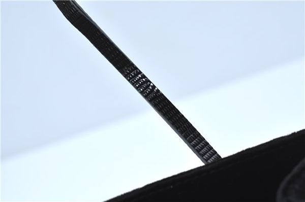 Authentic GUCCI Shoulder Hand Bag Purse Velour Leather Black J4748