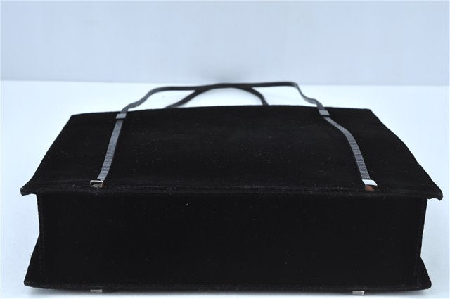 Authentic GUCCI Shoulder Hand Bag Purse Velour Leather Black J4748