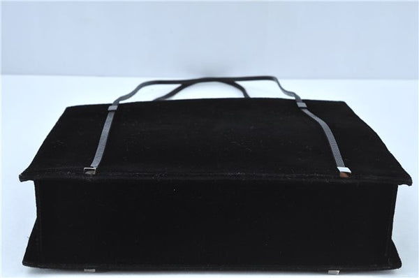 Authentic GUCCI Shoulder Hand Bag Purse Velour Leather Black J4748