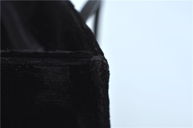 Authentic GUCCI Shoulder Hand Bag Purse Velour Leather Black J4748