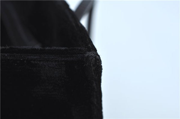 Authentic GUCCI Shoulder Hand Bag Purse Velour Leather Black J4748