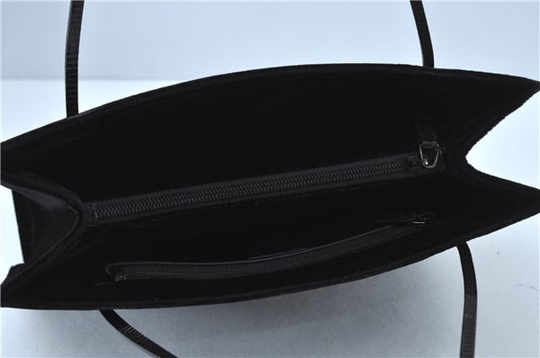 Authentic GUCCI Shoulder Hand Bag Purse Velour Leather Black J4748