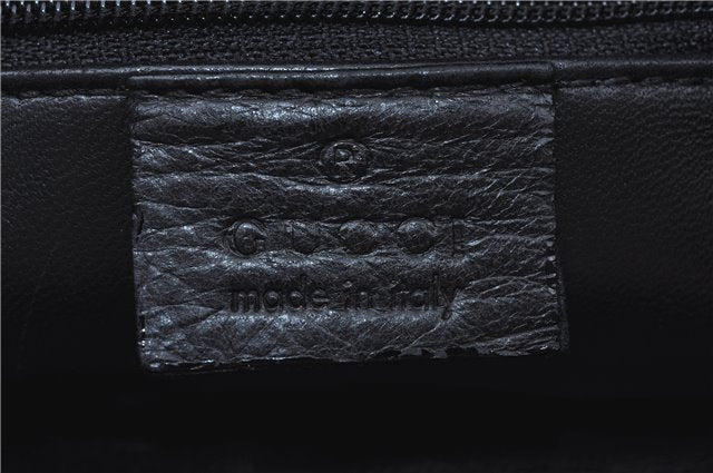 Authentic GUCCI Shoulder Hand Bag Purse Velour Leather Black J4748