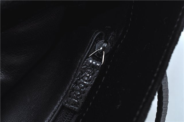 Authentic GUCCI Shoulder Hand Bag Purse Velour Leather Black J4748