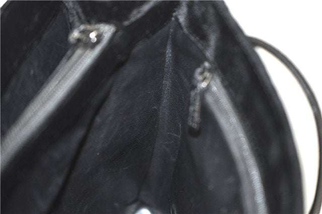 Authentic GUCCI Shoulder Hand Bag Purse Velour Leather Black J4748