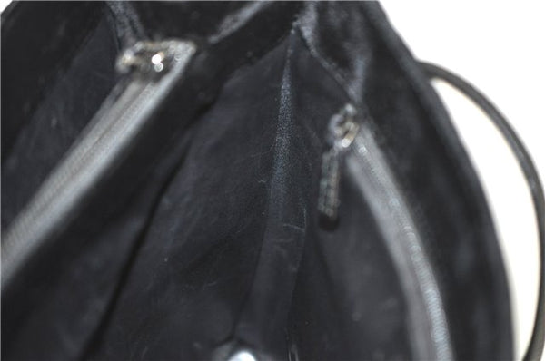 Authentic GUCCI Shoulder Hand Bag Purse Velour Leather Black J4748