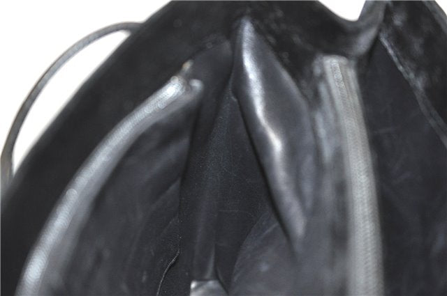 Authentic GUCCI Shoulder Hand Bag Purse Velour Leather Black J4748