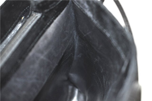 Authentic GUCCI Shoulder Hand Bag Purse Velour Leather Black J4748