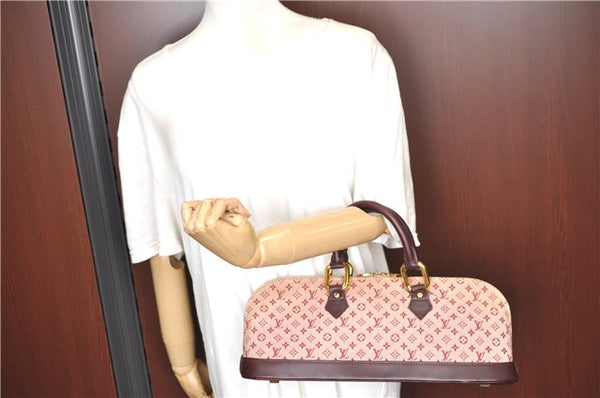 Authentic Louis Vuitton Monogram Mini Alma Ron Hand Bag Pink M92207 LV J4765