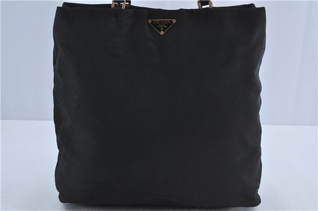 Authentic PRADA Nylon Tessuto Nylon Leather Shoulder Hand Bag Black J4885
