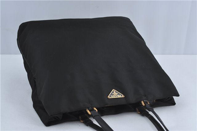 Authentic PRADA Nylon Tessuto Nylon Leather Shoulder Hand Bag Black J4885