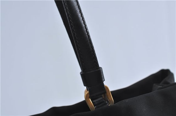 Authentic PRADA Nylon Tessuto Nylon Leather Shoulder Hand Bag Black J4885