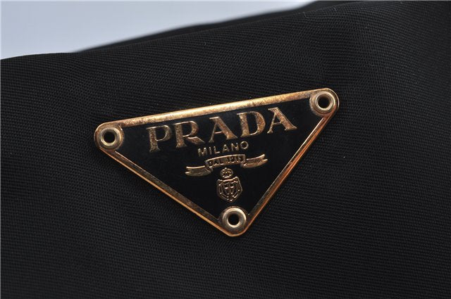 Authentic PRADA Nylon Tessuto Nylon Leather Shoulder Hand Bag Black J4885