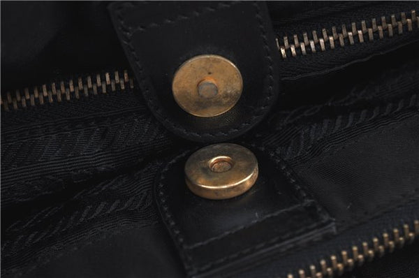 Authentic PRADA Nylon Tessuto Nylon Leather Shoulder Hand Bag Black J4885