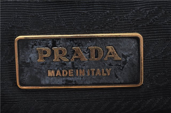 Authentic PRADA Nylon Tessuto Nylon Leather Shoulder Hand Bag Black J4885