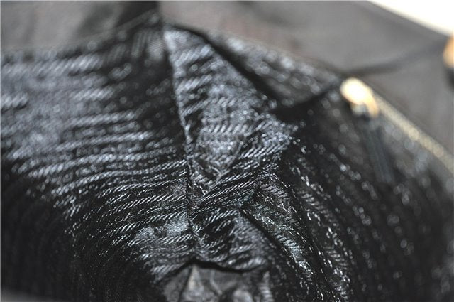 Authentic PRADA Nylon Tessuto Nylon Leather Shoulder Hand Bag Black J4885