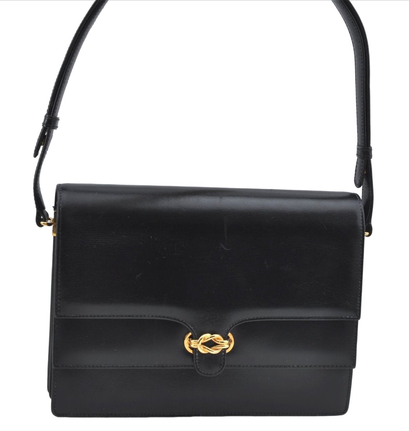 Authentic GUCCI Shoulder Cross Body Hand Bag Purse Leather Black J4957