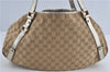 Auth GUCCI Abbey Shoulder Tote Bag GG Canvas Leather 130736 Beige Silver J4969