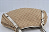 Auth GUCCI Abbey Shoulder Tote Bag GG Canvas Leather 130736 Beige Silver J4969