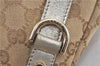 Auth GUCCI Abbey Shoulder Tote Bag GG Canvas Leather 130736 Beige Silver J4969