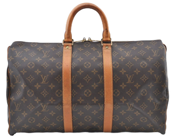 Authentic Louis Vuitton Monogram Keepall 45 Travel Boston Bag M41428 LV J5002