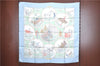 Authentic HERMES Carre 90 Scarf "Auteuil en Mai" Silk Light Blue J5042