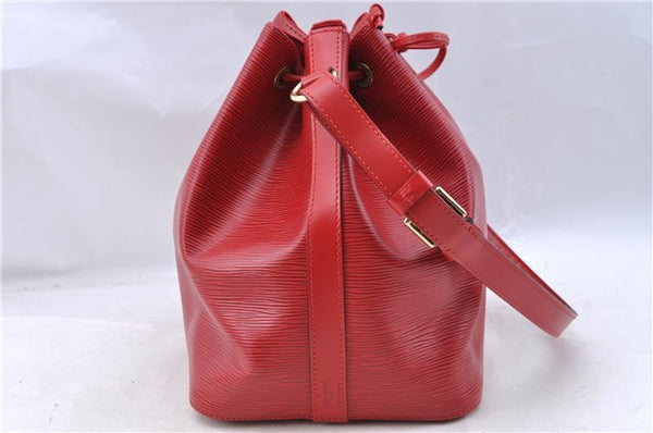Authentic Louis Vuitton Epi Petit Noe Shoulder Drawstring Bag M44107 Red J5089