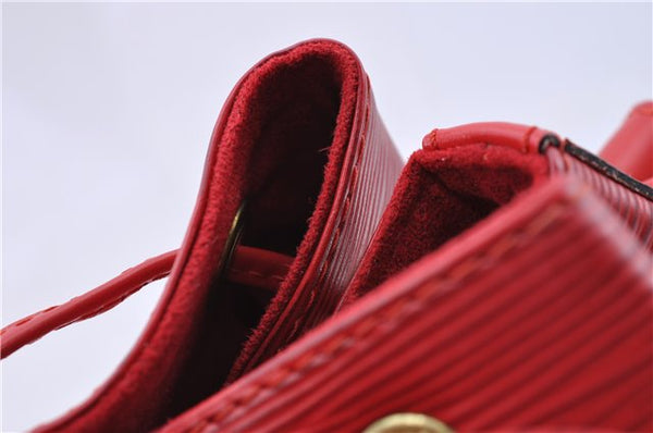 Authentic Louis Vuitton Epi Petit Noe Shoulder Drawstring Bag M44107 Red J5089