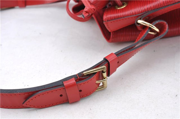 Authentic Louis Vuitton Epi Petit Noe Shoulder Drawstring Bag M44107 Red J5089