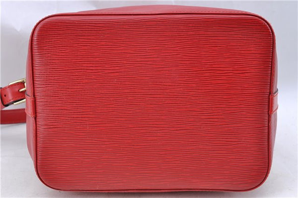 Authentic Louis Vuitton Epi Petit Noe Shoulder Drawstring Bag M44107 Red J5089