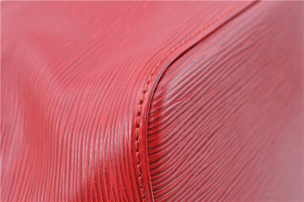 Authentic Louis Vuitton Epi Petit Noe Shoulder Drawstring Bag M44107 Red J5089