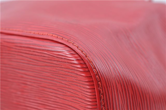 Authentic Louis Vuitton Epi Petit Noe Shoulder Drawstring Bag M44107 Red J5089