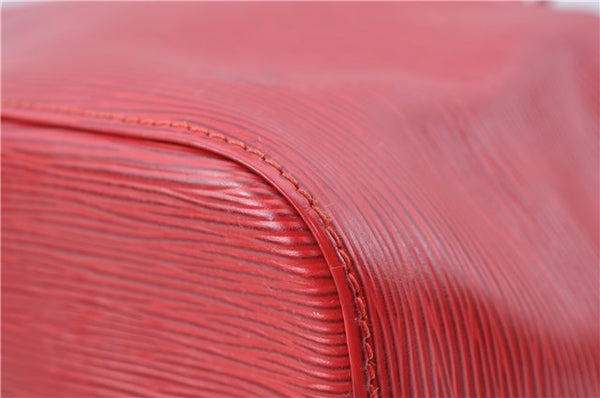 Authentic Louis Vuitton Epi Petit Noe Shoulder Drawstring Bag M44107 Red J5089