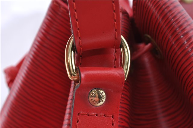 Authentic Louis Vuitton Epi Petit Noe Shoulder Drawstring Bag M44107 Red J5089