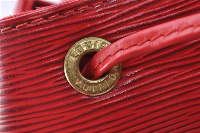 Authentic Louis Vuitton Epi Petit Noe Shoulder Drawstring Bag M44107 Red J5089