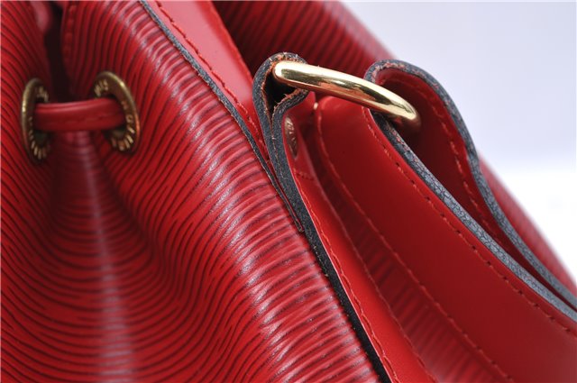 Authentic Louis Vuitton Epi Petit Noe Shoulder Drawstring Bag M44107 Red J5089