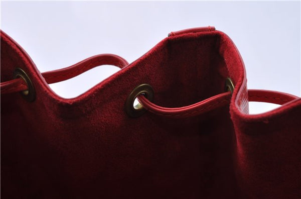 Authentic Louis Vuitton Epi Petit Noe Shoulder Drawstring Bag M44107 Red J5089