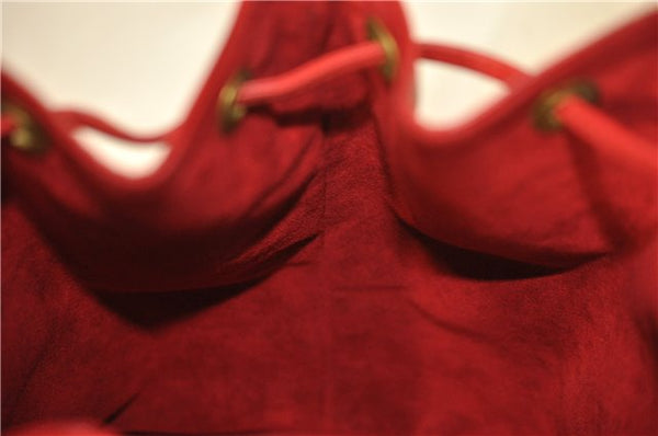 Authentic Louis Vuitton Epi Petit Noe Shoulder Drawstring Bag M44107 Red J5089