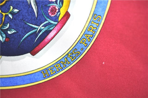 Authentic HERMES Carre 90 Scarf "pourvu qu'on ait l'ivresse" Silk Red J5099