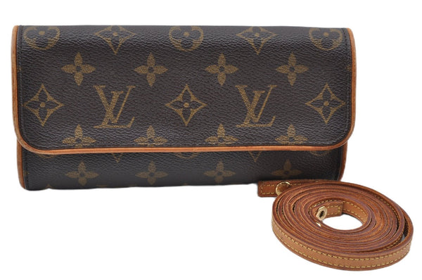 Authentic Louis Vuitton Monogram Pochette Twin PM Shoulder Bag M51854 LV J5123