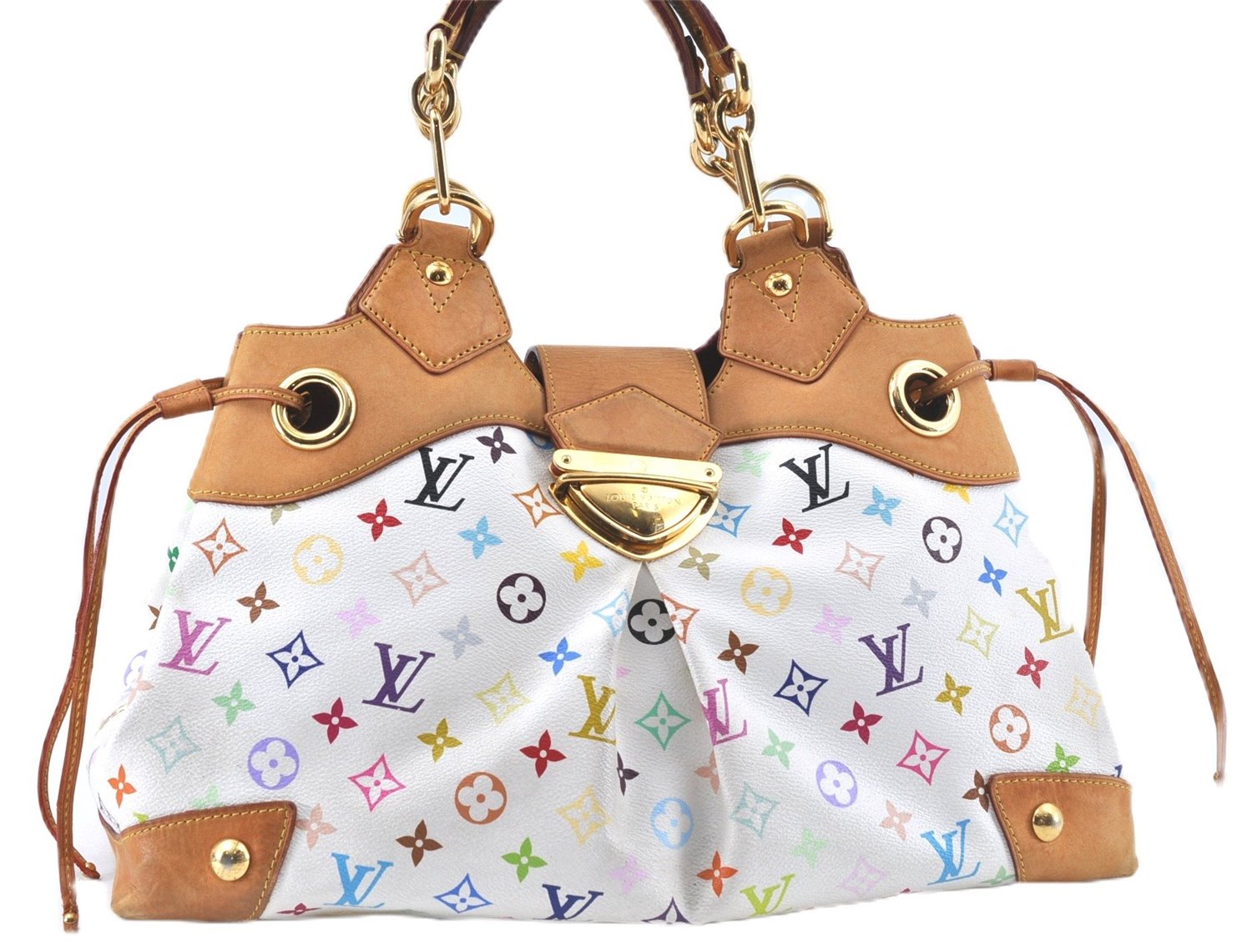 Authentic Louis Vuitton Monogram Multicolor Ursula Hand Bag M40123 White J5144