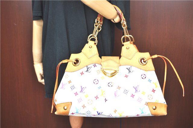 Authentic Louis Vuitton Monogram Multicolor Ursula Hand Bag M40123 White J5144