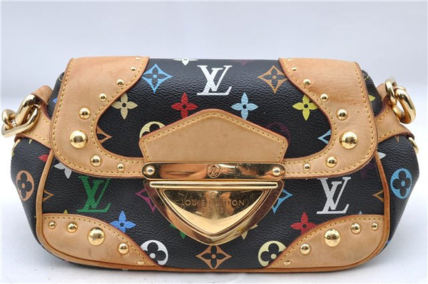 Authentic Louis Vuitton Monogram Multicolor Marilyn Hand Bag M40128 Black J5160