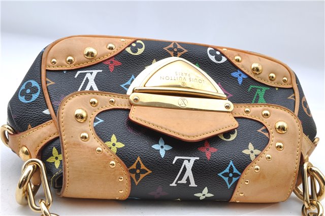 Authentic Louis Vuitton Monogram Multicolor Marilyn Hand Bag M40128 Black J5160