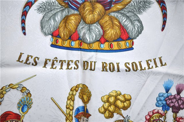 Authentic HERMES Carre 90 Scarf "LES FETES DU ROI SOLEIL" Silk Red J5207