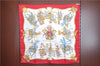 Authentic HERMES Carre 90 Scarf "LES FETES DU ROI SOLEIL" Silk Red J5207