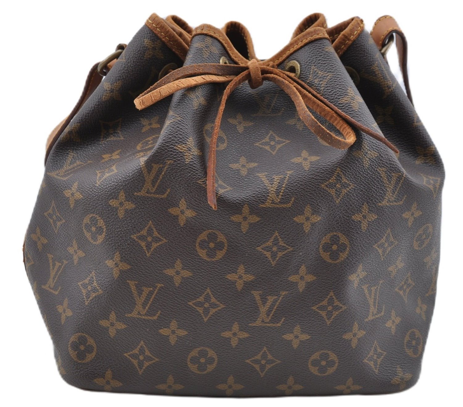 Authentic Louis Vuitton Monogram Petit Noe M42226 Shoulder Drawstring Bag J5209