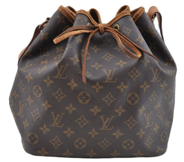 Authentic Louis Vuitton Monogram Petit Noe M42226 Shoulder Drawstring Bag J5209