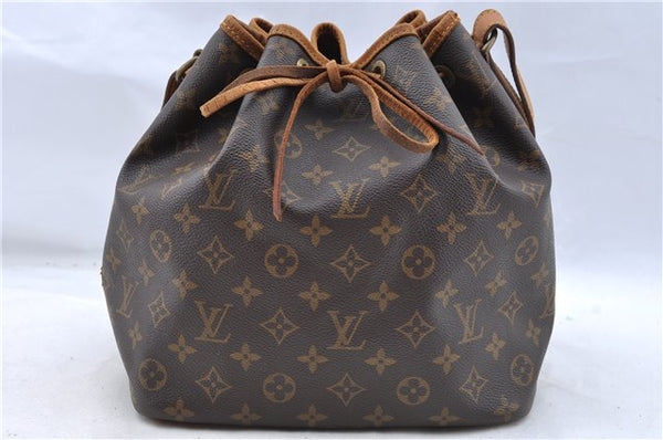 Authentic Louis Vuitton Monogram Petit Noe M42226 Shoulder Drawstring Bag J5209