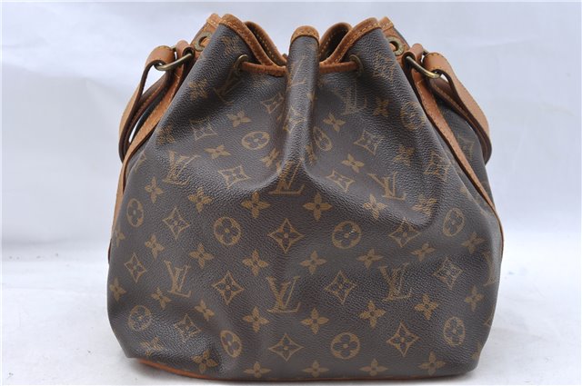 Authentic Louis Vuitton Monogram Petit Noe M42226 Shoulder Drawstring Bag J5209